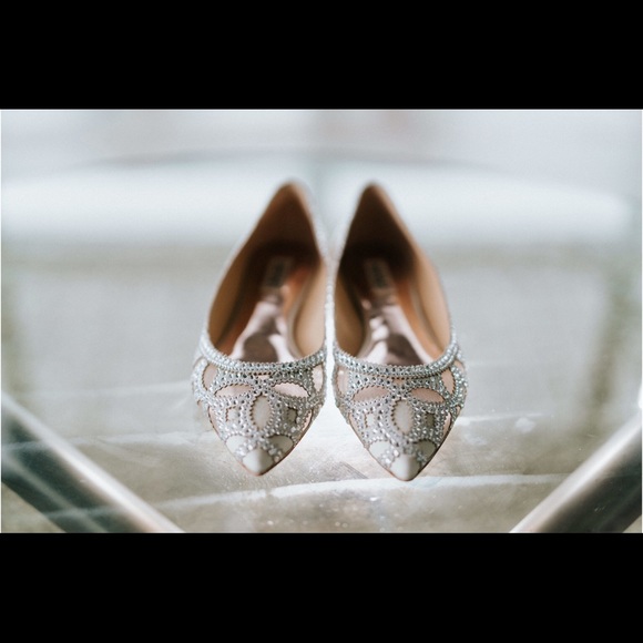 Badgley Mischka Shoes - Ivory gigi Bagley Mischka flats with crystals